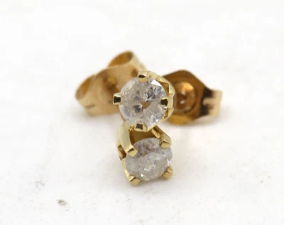 HERMOSO PAR DE ARETES DE ORO AMARILLO DE 14k con 2 DIAMANTES .30ct * Foto 1 de 4