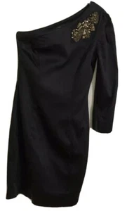 Ladies CUE Black Stretch Embellished One Shoulder Dress. Size 6. EUC - Picture 1 of 5