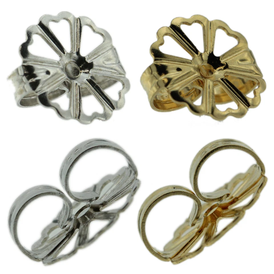 Repuesto de oro blanco y amarillo macizo de 14K con un solo empuje hacia atrás para aretes Foto 1 de 1