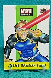 2020 UD Marvels Ages Cyclops Artist Sketch Card Autograph Adam Angel 1 of 1 - Picture 1 of 8