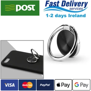 Magnetic Finger Grip Ring Holder 360° Rotating Stand For Phone Tablet Black - Imagen 1 de 8