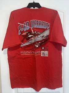 Vintage Alpha Strike Curtis P-40 Warhawk XL T Shirt Doubled Sided Red - Picture 1 of 8