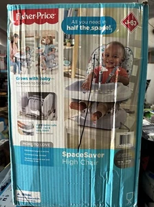 Fisher-Price SpaceSaver High Chair-distress box-new complete - Picture 1 of 8