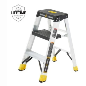 Gorilla Step Ladders 9"Hx7"L Step Stand Dual Platforms Non-Conductive Aluminum - Picture 1 of 12