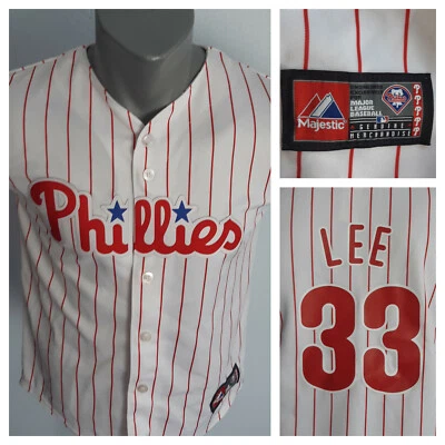 Philadelphia Phillies Jersey Majestic Cliff Lee 33 White Shirt Size Boys M MLB - Image 1 of 4