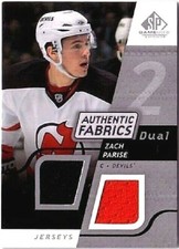 ZACH PARISE 2008-09 SP GAME USED EDITION DUAL 2 COLOR GAME WORN JERSEYS