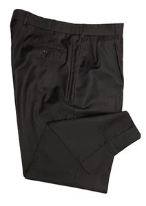 B4 J. Hilburn VITALE BARBERIS CANONICO Wool Brown Pleated Dress Pant Mens 39/29 - Picture 1 of 8