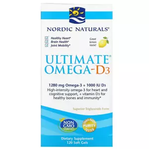 Nordic Naturals Ultimate Omega D3 - 1280 mg Omega-3, corazón y cerebro 120 cápsulas blandas - Imagen 1 de 2