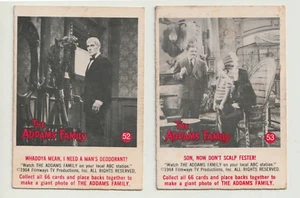 VINTAGE 1964 ADDAMS FAMILY TV SERIES SCANLENS DONRUSS TRADING CARDS 52 53 EXC!!! - Foto 1 di 3