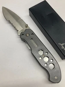 Jaquar Tactical Spear Point Combo Bld Folding Knife w/Clip,Liner Lock YD-656EY - Picture 1 of 19