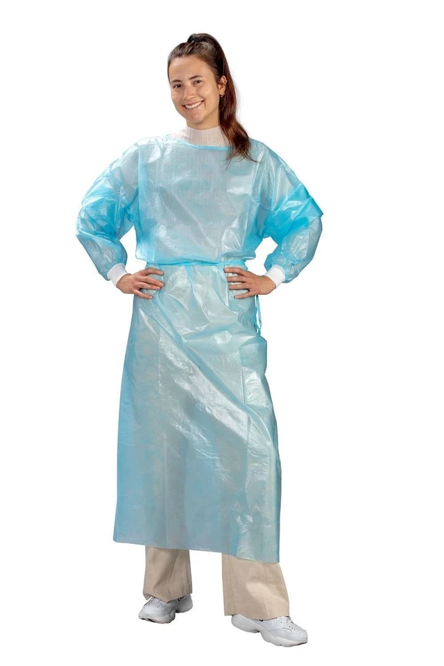 100 Medi-Inn PP-Laborkittel - teilbeschichtet - blau - 140x160 cm - Schutzkittel - Bild 1 von 1