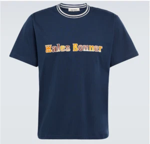 T-Shirt Wales Bonner Original Logodruck Herren M Marineblau Crew GRÖSSE MEDIUM - Bild 1 von 2
