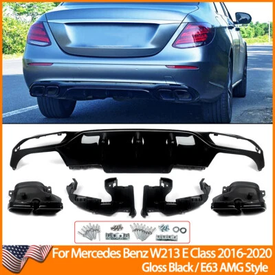 For 2016-20 Mercedes Benz E Class W213 Standard Bumper Rear Diffuser&Exhaust Tip Foto 1 de 4
