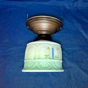 Antique Brass Flush Mount Fixture Rewired W/ Shade 98E - Picture 1 of 6