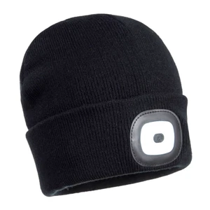 Portwest B029 - Winter Knit Hat Cap Beanie LED Head Lamp USB Rechargeable Black - Picture 1 of 3