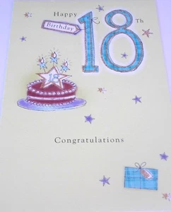 18th Birthday Card by Poetry in Motion Cards. Cake Theme. - Picture 1 of 5