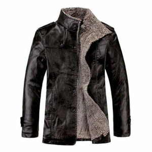Men Warm Winter Overcoat Lamb Fur Lined Thick Coat Fashion Cowboy Jacket - Picture 1 of 4