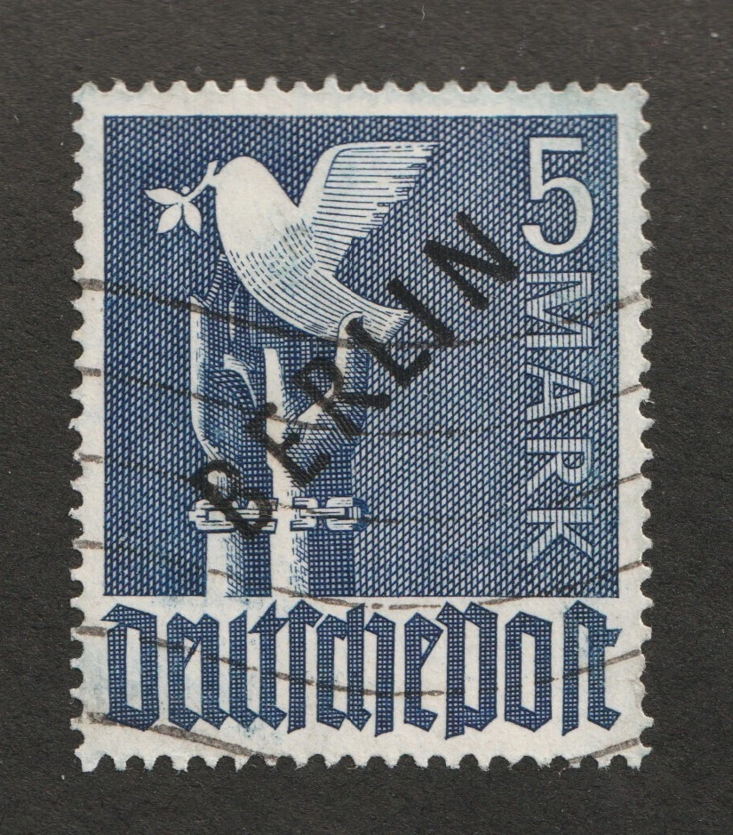 1948 Germany Berlin Sc# 9N20 - 5 Mark, Dove & Olive Branch. Cv$500.00 - Image 1 of 1