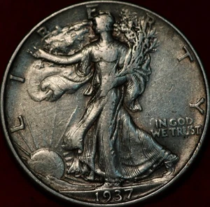 1937 Philadelphia Mint Silver Walking Liberty Half - Picture 1 of 2