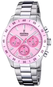 Festina Ceramic Chronograph (39mm) Pink Dial / Stainless Steel Bracelet - Picture 1 of 1
