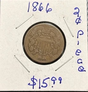 1866 Two Cent Copper Piece - Picture 1 of 2