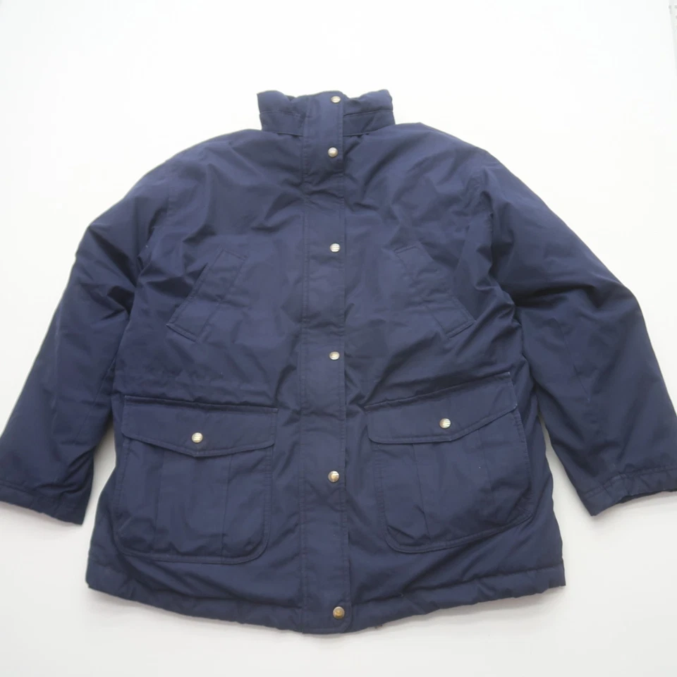 Lands End Womens Goose Down Coat Large Puffer Parka Barn Jacket Field Cargo - Image 1 of 4