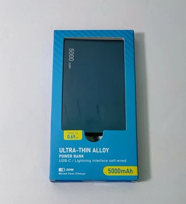 Portable Charger with Built-in Cables - 0.3" Slim, 5000mAh Power Bank 20W Blue - Image 1 of 4