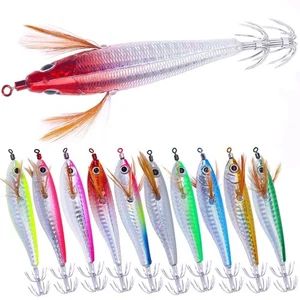 10PCS Glow Squid Jigs Shrimp Fishing Lures Octopus Bait Hook 10.3cm/9.4g Sea Jig - Picture 1 of 26