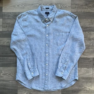 J. Crew 100% Leinen Button Down Hemd Größe Herren XL Blau Langarm E9190 - Bild 1 von 9