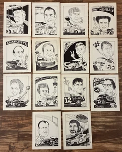 Posten 14 Vintage NASCAR Karikatur Kunstdrucke 11 x 14 AJ Foyt Richar Petty - Bild 1 von 19
