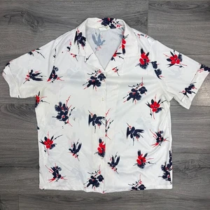 Smartique Women's White Floral Print Button Up Short Sleeve Shirt Sz 46 (XL/XXL) - Picture 1 of 14