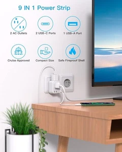 European Travel Plug Adapter USB C, International Plug Adapter, US to Europe... - Picture 1 of 7