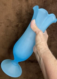 Blau mattierte Vase Westmoreland groß Satin Rüschen Top Vintage - Bild 1 von 9