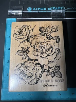 Sello de goma montado en rosa híbrido PSX K-1636 hermoso sello floral grande LS Foto 1 de 2