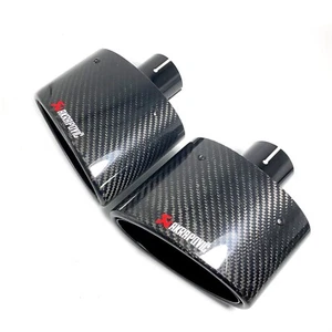 1Pair Akrapovic 150MM Oval Glossy Carbon Fiber Exhaust Tip Universal Tailpipe - Bild 1 von 12