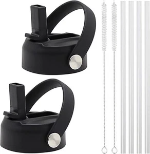 Straw Lid with Straws for Hydro Flask Wide Mouth Water Bottle Replacement Cap - Picture 1 of 7