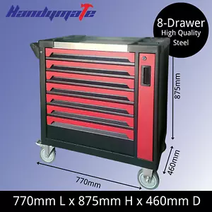 8 Drawer Heavy Duty Steel Mobile Toolbox Garage Workshop Tool Chest Cart Trolley - Picture 1 of 8