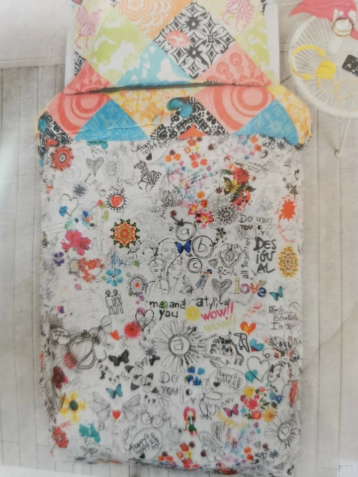 DESIGUAL NUOVO! Parure Copripiumino, Doubleface. Letto SINGOLO 155X200 1 Federa. - Immagine 1 di 4