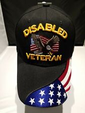 Disabled Veteran Cap Eagle & USA Flag Army Marine Navy Air Force Free Shipping 