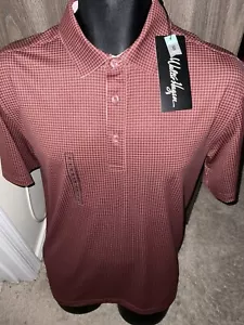 Men’s New Size Small Walter Hagen Polo Maroon Micro Gridt Shirt - Picture 1 of 4