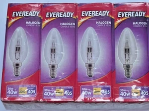 30W-40W Watts E14 Small Screw Clear Halogen Candle Dimmable Light Bulb x 4 - Picture 1 of 1