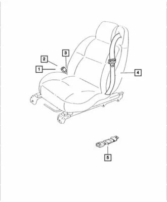 Cinturón de seguridad interior delantero derecho Mopar 2001-2004 Chrysler Sebring, YP401T5AD Foto 1 de 4