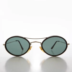 Oval Black and Pilot Style Vintage Sunglasses - Welch - Picture 1 of 3