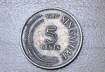 Singapur 1967 5 centavos pájaro serpiente Foto 1 de 2
