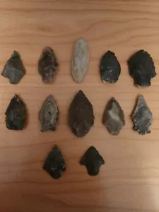 Authentic Arrowheads 12 Ohio River Native American Artifacts Lot Group - Picture 1 of 14