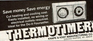 1978 Vintage Print Ad Knape & Vogt Manufacturing Thermotimer Save Money Energy - Picture 1 of 2