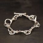 Vtg Sterling Silver - Mexico Taxco Chain Link 8" Toggle Bracelet - 38.5g