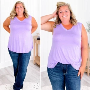 Amapola pecosa nueva con etiquetas. Camiseta sin mangas túnica básica con cuello en V exclusiva XL lila elástica suave - Imagen 1 de 10