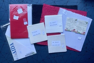 Mixed Lot Aida Cross Stitch / Embroidery Fabric -Odd Shapes & Various Count - Image 1 of 4