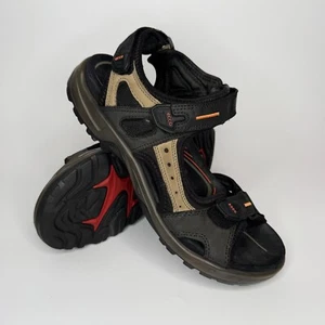 Ecco Yucatan Sandals Men's EU 45 US 11 - 11.5 Black Tan Leather Comfort Trail - Picture 1 of 7